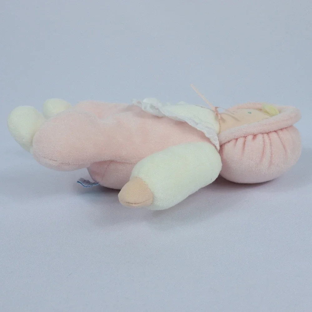 Vintage Eden Girl Baby‎ Doll Plush Pink Velour Terry Cloth Blonde Hair Blue Eyes